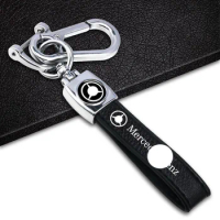 Durable Buckle Leather Car Logo Key Rings Holder for Mercedes Benz W204 W203 A200L E320 C260 GLA GLB GLC SL Keychain Accessories