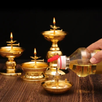 Lamp Holder Alloy Oil Lamp Dish Cooking Oil Lamp Butter Lamp Household Ever-burning Lamps Buddhist Supplies Dropshipping