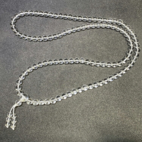 原創設計7A玻璃體白水晶手鏈108顆佛珠項鏈念珠毛衣鏈情侶手串