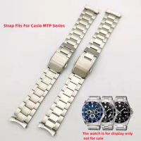 22mm Stainless Steel Strap Fits For CASIO Stainless Steel Bracelet MTP-1374/1375/MDV-106 Swordfish Curved End Strap
