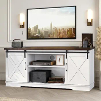 Barn Doors TV Stand With Storage and Shelves Farmhouse TV Stand for 65 Inch TV Entertainment Center Media Console Cabinet