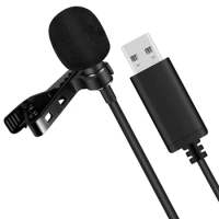 Universal USB Microphone Lavalier Microphone Clip-on Computer Mic Plug and Play Omnidirectional