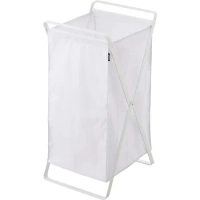 YAMAZAKI home 2484 Laundry Basket-Foldable Storage Hamper Organizer, One Size, White