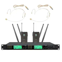 UHF Wireless Microphone Systems Dual Headworn Beige mics For Shure Vocal Mic Stage Performance