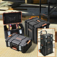 TACTIX Home Toolbox Multifunctional Stacking Combination Storage Box with Drawer Industrial Vehicle Trolley Tool Cart