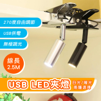 USB供電可調光LED夾燈 夾式展示燈大力夾(線長2.5M)