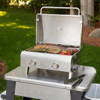 Chef Style Portable Propane Table Top 20,000,Professional Gas Grill,Two 10,000 BTU Burners, Stainless Steel, Perfect for Parties