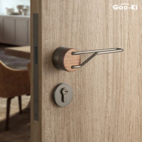 GOO-KI Original Design Black Walnut Door Lock for Bedroom Door Lock Interior Door Handle Furniture Security Door Handle Lockset