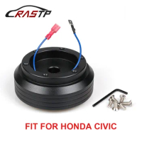 RASTP-Black Aluminum Racing Steering Wheel Short Hub Adapter Boss Kit for Honda Civic RS-QR010-EK