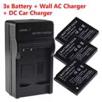 3x DMW-BCK7E Camera battery + Charger + Car Plug for PANASONIC LUMIX FX90 FX80 FS40 SZ1