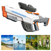 Automatic Water Gun with Long Range Water Blaster Gun Rechargeable Automatic Squirt Guns Summer Outdoor Swimming Pool Water Toy