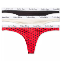 預購 Calvin Klein 凱文克萊 女時尚款黑膚紅色丁字褲混搭3件組-網(預購)