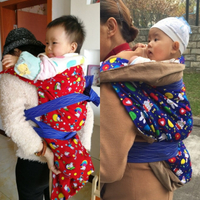 老式嬰兒純棉布雙肩四川重慶云南傳統后背娃式寶寶多功能背帶背巾