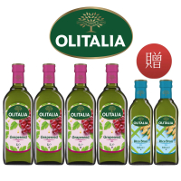 【Olitalia 奧利塔】葡萄耔油1000mlx4瓶(+玄米油500mlx2瓶-禮盒組)