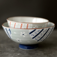 日本進口陶瓷餐具情侶飯碗和風陶瓷米飯碗 手繪釉下彩粥碗甜品碗