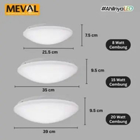 MEVAL Lampu Plafon LED Ceiling Lamp Cahaya Putih 6000K - 8W/15W/20W Cembung 15 Watt