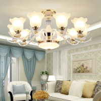 美式吸頂燈客廳燈簡約現代大氣吊燈白色家用歐式大廳子母燈具