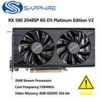 SAPPHIRE RX580 8GB V2 Graphics Cards 256Bit GDDR5 Video Card for AMD RX 500 series RX 580 8G D5 V2 1284MHz 7000MHz PC Maps
