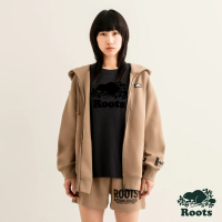 【Roots】Roots 女裝-摩登都市系列 雙面布寬版連帽外套(棕褐色)