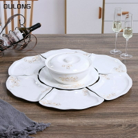 陶瓷盤子菜盤家用歐式創意組合餐具圓桌小拼盤湯盤大號團圓青花盤