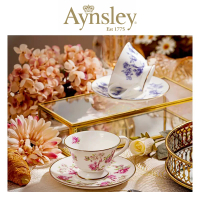 【英國Aynsley】紅玫瑰／藍玫瑰 骨瓷摩卡咖啡杯盤組 80ml(2款任選)