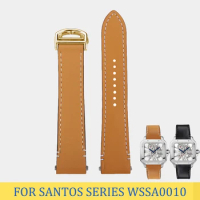 21mm High-quality Cowhide leather Quick change pin watch strap black khaki white men’s watchband For SANTOS DE CARTIER WSSA0010