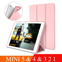 Case For Apple iPad Mini 4 3 2 1 Case Slim Fit Pu Leather Soft Silicone Back Trifold Stand Smart Cover for iPad Mini 5 Case 2019