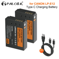 PALO-bateria recarregável com porta USB para Canon, EOS M, EOS M10, EOS M50, EOS M100, 100D, beijo X7, rebelde SL1 DSLR, LP-E12, LPE12, LP E12, E12