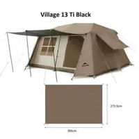 TENDA NATUREHIKE CNH22ZP004 VILLAGE 13 TENDA CAMPING KAPASITAS 5-8 ORG V13 Tiblack+mat