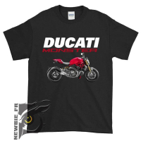 เสื้อยืดลายกราฟฟิก Ducati Monster สีแดง พิมพ์พรีเมี่ยม