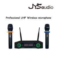Professional UHF Karaoke Wireless Microphone System Music Stage Sound System Long Range Dual Metal Handheld Mic Transmitter