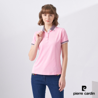 Pierre Cardin皮爾卡登 女款 Hi Cool吸濕排汗彈性網眼素面短袖POLO衫-粉紅色 (8227292-73)