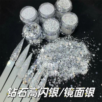 3-in-1 Diamond Glitter Chunky Diamond Glitter Mix Nail Art Gel/Acrylic 50g/bag Silver Custom High Flash Diamond Glitter