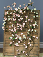 買一送一仿真玉蘭花塑料藤蔓客廳室內水管道空調裝飾花藤假花藤條墻面壁掛