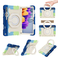 Heavy Duty Silicone Case for Samsung Galaxy Tab S7 S8 Shockproof Cover T870 T875 X700 X706 Kids Case with Rotatable Kickstand