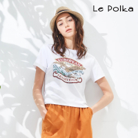 【Le Polka】美式復古老鷹印花T恤-女