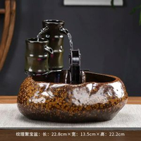 全城熱賣 - 風水輪招財水車流水擺件客廳家居辦公室聚寶盆時來運轉陶瓷裝飾品聚寶盆-黃-單流水