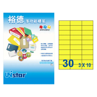 【Unistar裕德標籤】粉黃US4456 多功能彩色標籤30格 70×29.7mm -15張/包 三入組(貼紙/標籤紙/無刺鼻味)