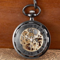 Unique Bronze Sculpture Pocket Watch Necklace Fob Chain Steampunk Clock Quartz Retro Pocket Watch Gifts