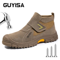 GUYISA Safety shoes man for work Size 37-48 Brown Anti scalding Welder Steel toe Security protection