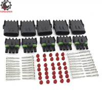 10 Kit 1 2 3 4 Pin Way Waterproof Electrical Connector 1.5mm Series Terminals Heat Shrink Quick Locking Wire Harness Sockets