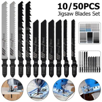 50/10Pcs Jig Saw Blade Metal Steel Jigsaw Blades Straight Cutting Tools Wood Assorted Saw for Woodworking Cutting Power Tool Saw