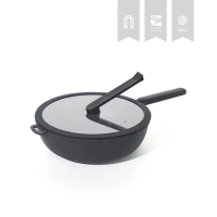 【WOKY 沃廚】<配件>WOKY 恰恰鍋-鍋蓋組合 (立手把+集水器+玻璃上蓋) - 適用雙孔鍋蓋#鍋蓋立手把+集水器+玻璃上蓋(32cm炒鍋)-鍋蓋立手把+集水器+玻璃上蓋(32cm炒鍋)
