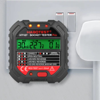 HT107 Digital Socket Tester Pro Voltage 30mA &amp;5mA RCD Test Smart Detector EU US UK Plug Ground Zero Line Polarity Phase Check
