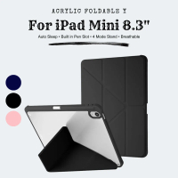Case Acrylic Fold Y For iPad Mini 8.3 inch Gen 6 7 TRIPLEDI TD0201 Smart Folio Casing PU Leather Fol