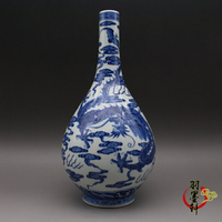 清乾隆青花瓷器 手繪龍紋膽瓶花瓶 古玩古董陶瓷器仿古老貨收藏