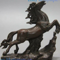 Fine bronze sculpture China carved copper gallop lucky upward horse Statue