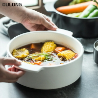 ins歐式陶瓷湯碗創意大號防燙雙耳碗沙拉碗湯鍋水煮牛肉湯盆深碗