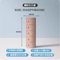 奶油風塑膠床頭櫃（臟粉色-五層）