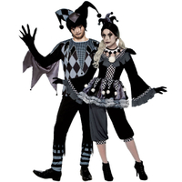 公司貨 免運 萬圣節邪惡惡魔小丑服裝 撲克小鬼 cos 恐怖吸血鬼小丑演出服裝 快速發貨